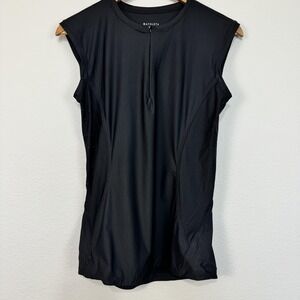 Athleta Pacifica II Tank Top Women's Small Black 1/4 Zip Mesh Sleeveless UPF